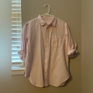 Long sleeve striped button up shirt.
